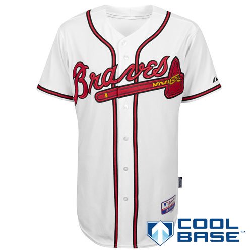MLB Men's Atlanta Braves Six Button Cool Base Authentic Home Jersey (White, 40/Medium)