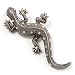 Gro�e "Eidechse" Vintage-Brosche mit Strass im Diamant-Design (Antikes Silber)