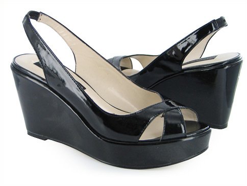 Steven by Steve Madden Garrie Black Patent Wedge Slingback Platform from STEVEN by Steve Madden