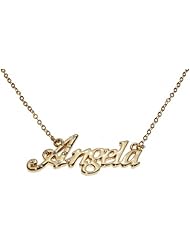 Name Necklaces Angela - Personalized Necklace Gold Plated 18K, Belcher Chain, 2mm Thick