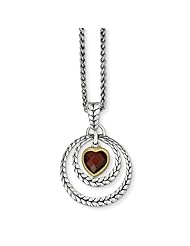 SS Gold-plated 2.54 Garnet Heart 18in Vintage Style Necklace 2.54ct