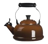 Le Creuset Enamel-on-Steel 1-4 5-Quart Whistling Kettle, Espresso