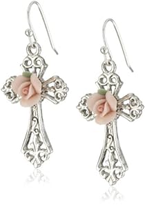 The Vatican Library Collection Rose Cross Earrings