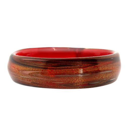 Karat Platinum Red Murano Bangle Bracelet with Pure Gold