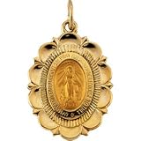 14K Yellow Gold Miraculous Medal Pendant