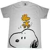 PEANUTS SNOOPY + WOODSTOCK OVERSIZED WHITE COTTON TEE