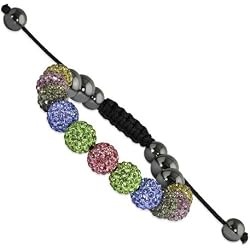 10mm Hematite Multi Czech Crystal Shamballa Bracelet