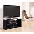 Techlink Bench - Designer Stand For LCD & Plasma TV Up To 50" or 60kg - Black Gloss Finish with Smoked Glass