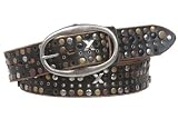 Snap on Beveled edged Vintage Top Grain Cowhide Studded Leather Belt