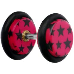 0 Gauge Pink Black Stars Cheater Plug
