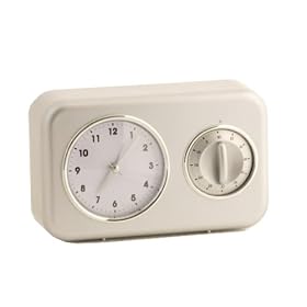 Retro Style Analog Kitchen Clock with 60 Minute Rotary Timer