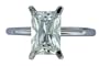 Platinum Plated Sterling Silver Cubic Zirconia Emerald-Cut 9 x 6mm Ring, Size 8