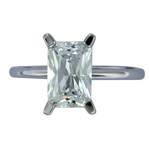 Buy Platinum Overlay Sterling Silver Cubic Zirconia Emerald-Cut 9x6mm Ring