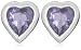 Silver ES1123-15 Amethyst Heart Stud Earrings