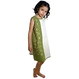 Palma City, Girl's Light Summer Two-Toned Dress: Hand-Embroidered On The Darker Color. 100% All Natural Cotton