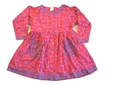 Child Long Sleeve Knit Frolic Dress in Pink with Purple Moons Stars