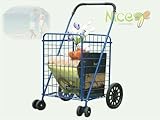 For shopping or Laundry -swivel wheels FOLDING SHOPPING/LAUNDRY CART For shopping or Laundry (BLUE) Single Basket -