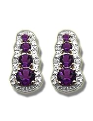 .08 ct 8 Amethyst Round Stones White Earring