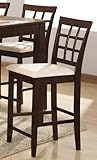 Set of 2 24"H Counter Height Stools Lattice Design Cappuccino Finish