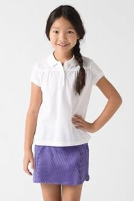Girl's Short Sleeve Classic Pique Polo With Gathering Detail