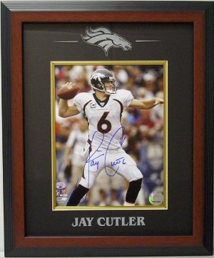 Jay Cutler signed Denver Broncos 8x10 Photo Logo Framed