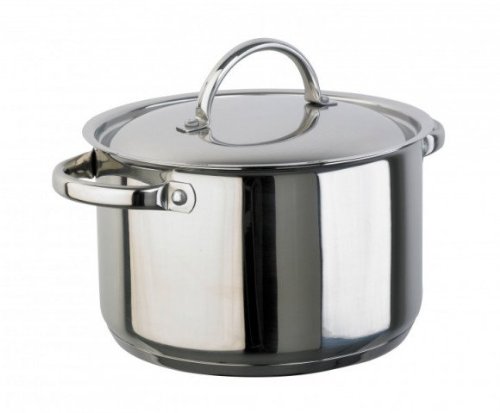 Induction Hob, 24cm 6 Litre Casserole Pan in Mirror Polished Stainless Steel with Lid (Suitable for all Hob types)
