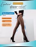 Couture Womens/Ladies Sheer Relief Medium Support Tights Black, Medium