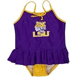 NCAA LSU Tigers Toddler Girls Purple-Gold Cheerleader in Training Logo Bathing Suit (3T)