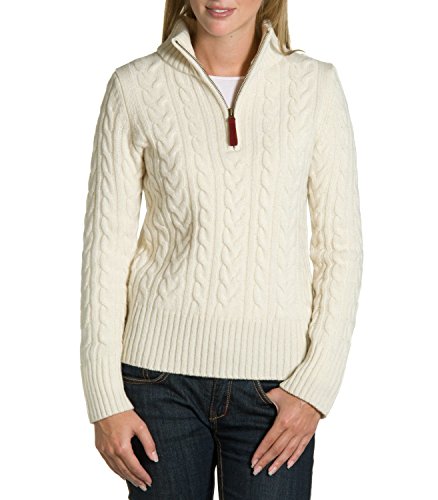 Wool Overs Women's Lambswool Cable Zip Sweater