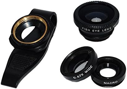 HappyJacky® Fish Eye 3in1 Universal Kit Lens Clip-On 180°Lens Fisheye + 0.67X Gran Angular + 10X Lens Macro for iPhone 6 4 5 5G 5S 5C 6 6s Plus, Samsung Galaxy S3 S4 S5 S6 Edge,HTC M9,iPad (Black-2)
