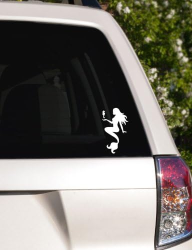 White Mermaid with Seahorse Car Window Decal