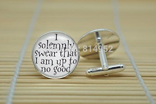 Pretty Lee Harry Potter Jewelry Cufflinks I Solemnly Swear That I Am Up To No Cufflinks In Silver Glass Cabochon Cuff Links C0141