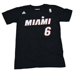 NBA Adidas Miami Heat Logo Black the Go to T-shirt 2 Sided Lebron James #6 (Xxl 50/52)