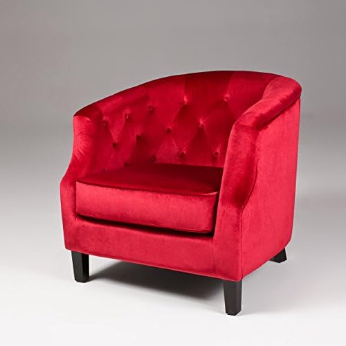 Seriena Vienna Velvet Sofa Accent Chair with Button Tufted and Barrel Curved Back (Red)