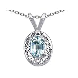 0.60 cttw Genuine Oval Aquamarine Pendant - 14kt White Gold LIFETIME WARRANTY