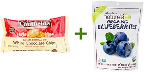 Chatfield's White Chocolate Chips -- 10 oz, ( 4 PACK ), Nature's All Foods Organic Freeze-Dried Raw Blueberries -- 1.2 oz