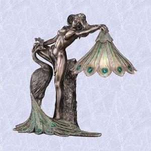 French Style Lamp Peacock Table Light Sculpture Statue by Digital Angel