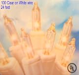 100 Mini Clear Bulbs & White wire Christmas string lights End to End boxed