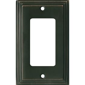 ART DECO STEP Oil Rubbed Bronze Switchplates Outlet Covers, Rocker, GFCI