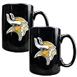 NFL Minnesota Vikings Two Piece Black Ceramic Mug Set - Primary Logo