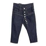 Allegra K Men Belt Loop Front Slant Pockets Hip Hop Pants Jeans Dark Blue W30