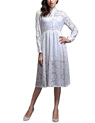 Chiffon/Polyester Long Sleeves Applique Lace Knee Length Spring Summer  Dress