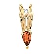 14K Yellow Gold Mexican Fire Opal and Diamond Pendant