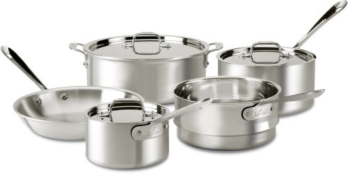 All-Clad 7100-7 Master Chef 2 MC2 Stainless Steel Tri-Ply Bonded Cookware Set, 8-Piece, Silver