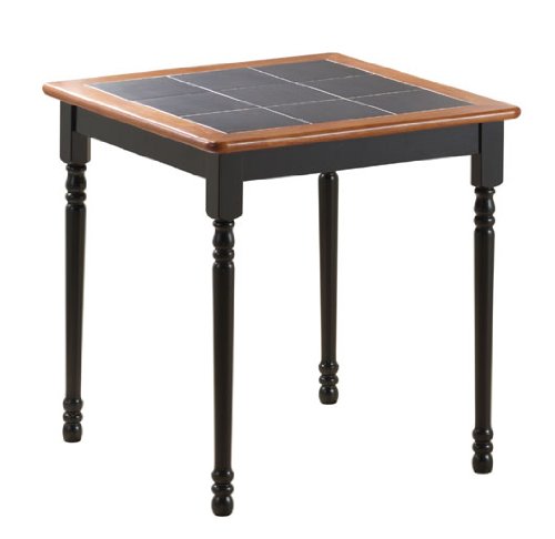 Boraam 70005 Square Tile Top Table, 30-Inch, Black/Cherry