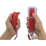 Red Built-in Motion Plus Wii Remote + Nunchuck Controller(Wii controller) For Wii (NON-OEM)+ Silicone Case + Wrist Strap