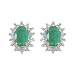 14K Yellow Gold Oval Emerald and Diamond Earrings (.90ct tgw)