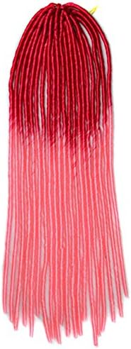 Colorlife 1 Pack 20" Deep Pink to Light Pink Two Color Soft Dread Lock Crochet Braid Hair Extension Synthetic Braiding Hair