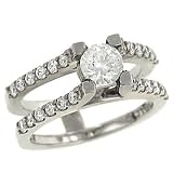2 Row Pave Diamond Engagement Ring .58cttw (cz ctr)
