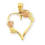 14k Heart with Flowers Charm